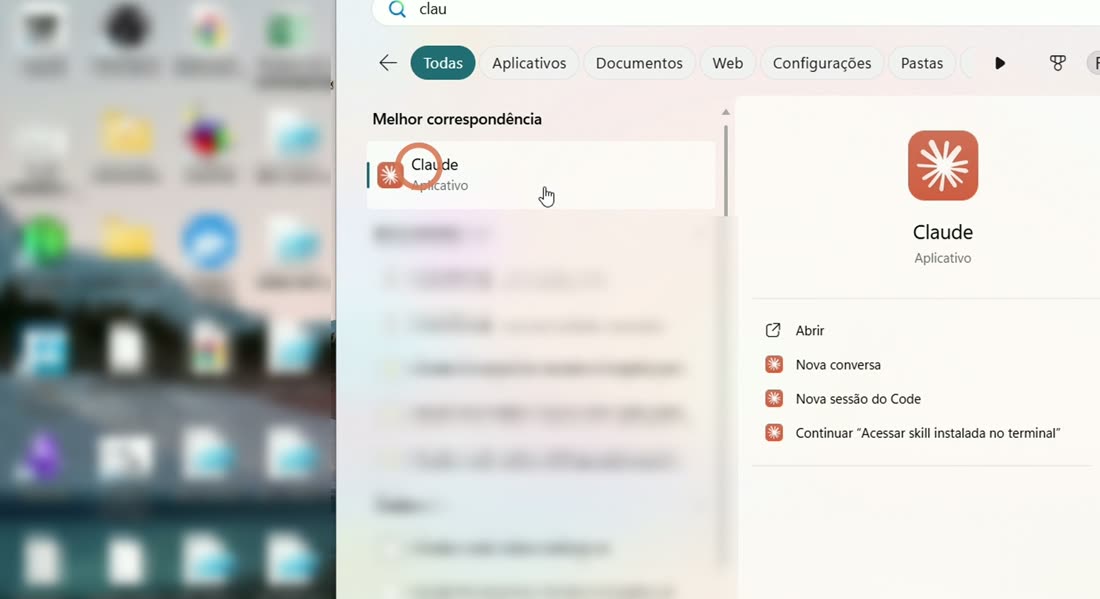 Passo 5: Abra o menu Iniciar e digite “Claude”